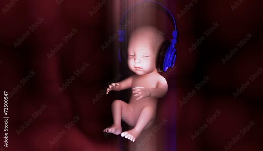 Feto DJ, neonato rock che ascolta musica in cuffia Stock Illustration |  Adobe Stock