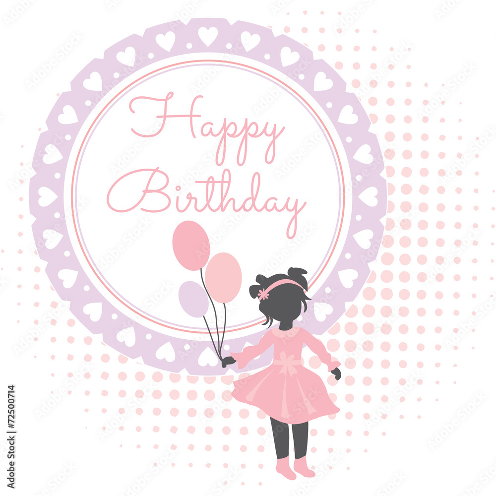 happy birthday card with Girl and balloons happy birthday card with Girl and balloons