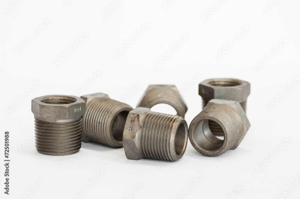 Hexagonal head bushing bolts on white isolate background Hexagonal head bushing bolts on white isolate background