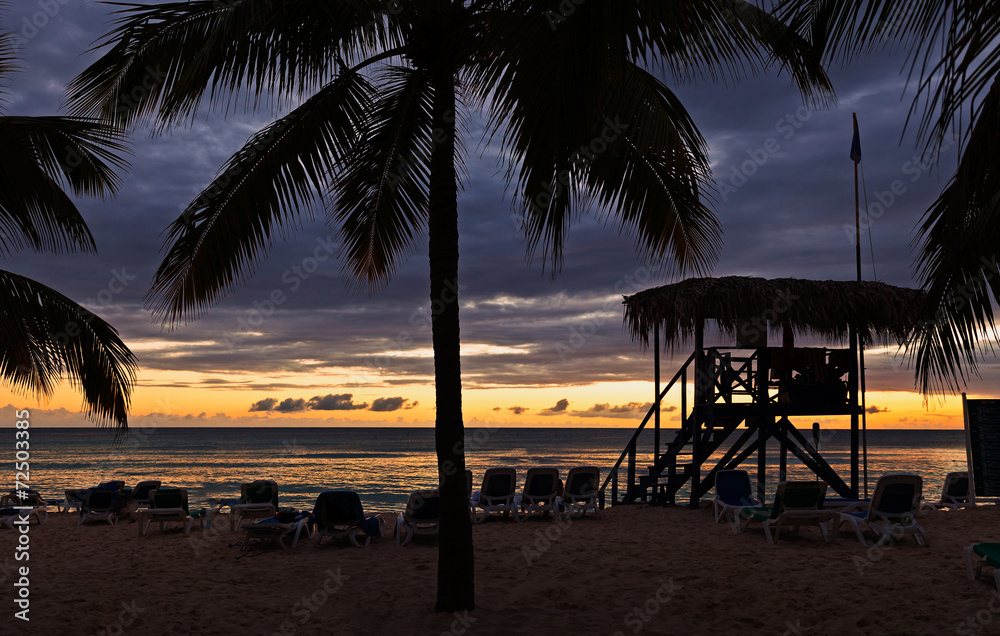 Sunset on caribbean beach Sunset on caribbean beach