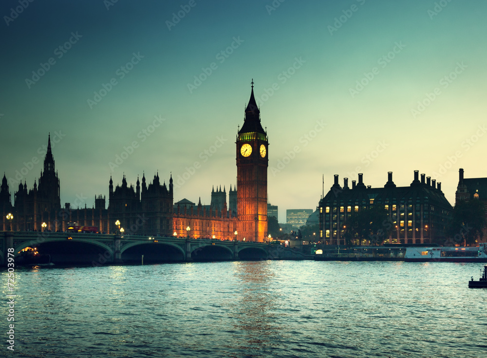 Big Ben and Westminster at sunset, London, UK Big Ben and Westminster at sunset, London, UK