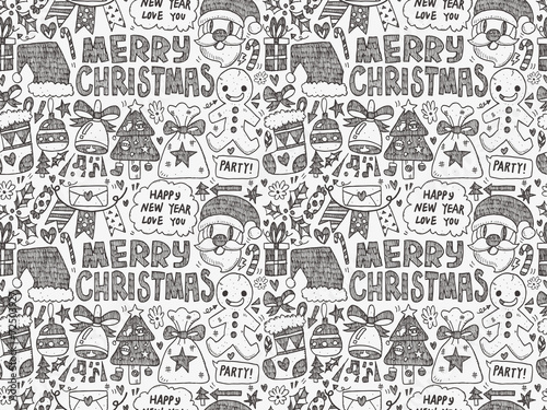 Seamless Doodle Christmas pattern