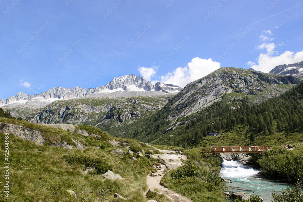 Landscape mountains river Trentino Dolomites Alps