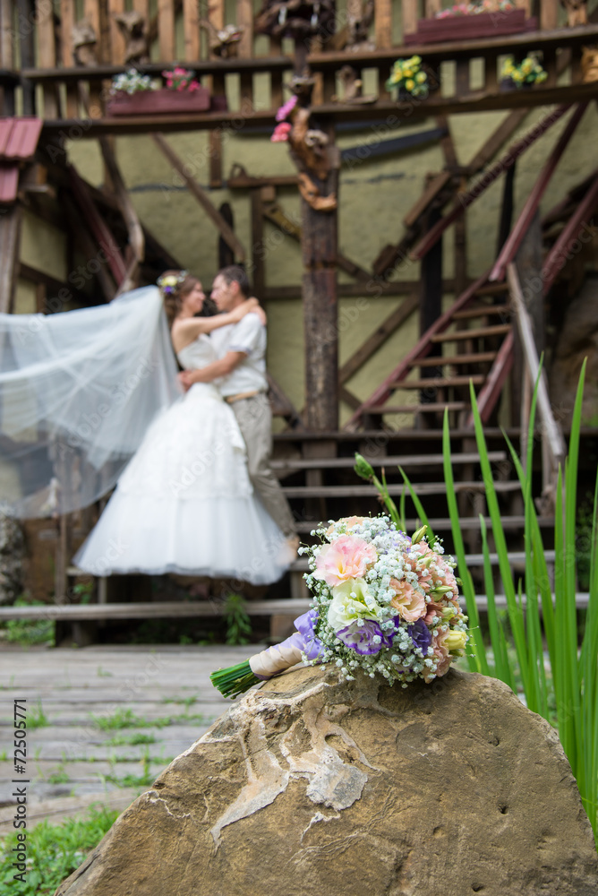 Fototapeta premium Beautiful married couple in the wedding day