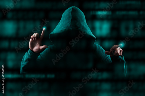 Fotografi Hacker manipulating data and internet security