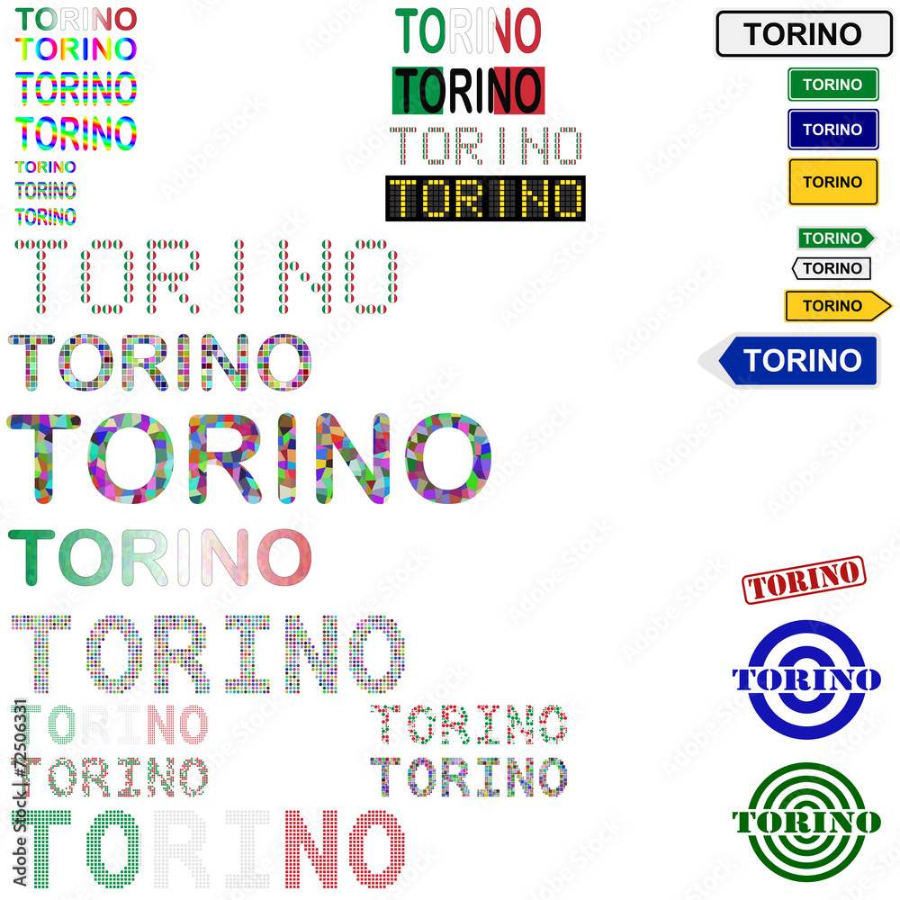 Torino (Turin) text design set Torino (Turin) text design set