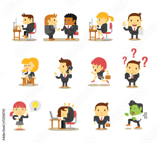 Office business people. Vector flat icon set