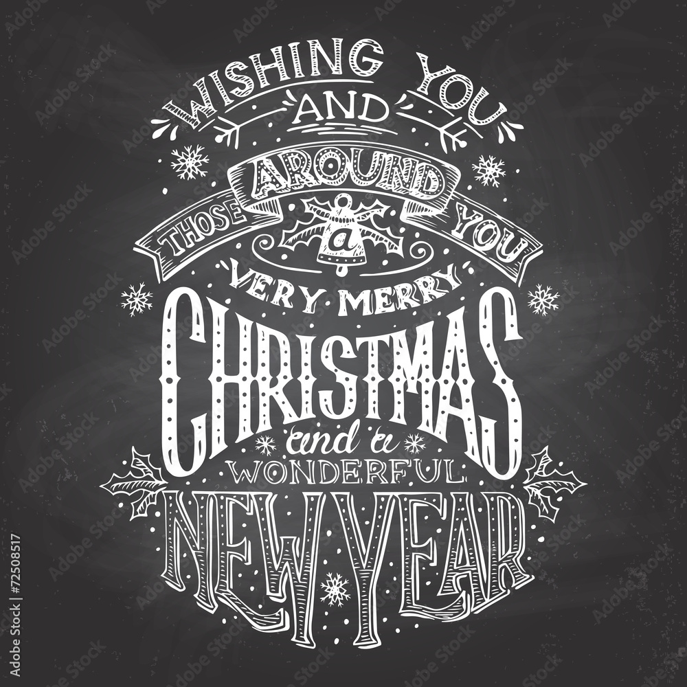 Christmas wishes hand-lettering with chalk