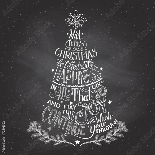 Christmas tree hand-lettering with chalk
