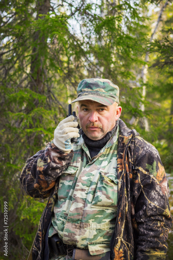 Ranger talking on radio Ranger talking on radio
