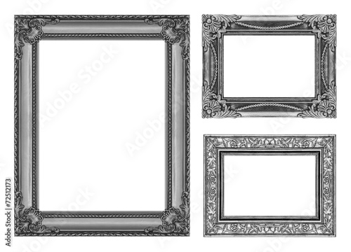 set 3 of Vintage gray frame with blank space, clipping path.