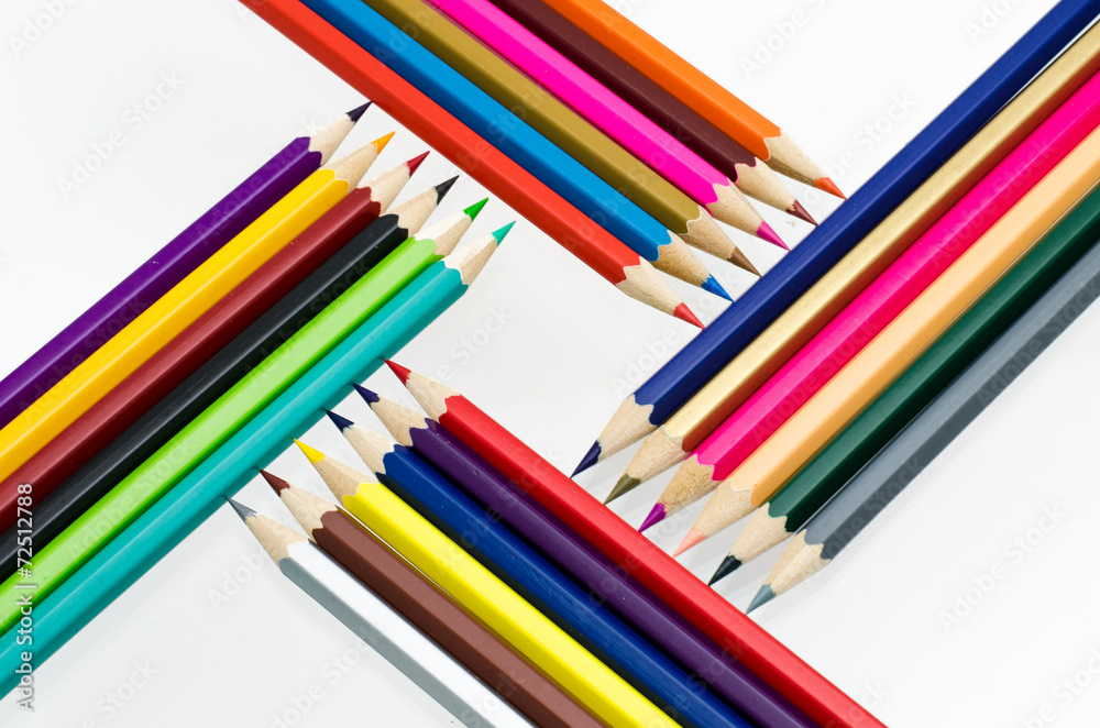 Colour pencils isolated on white background close up Colour pencils isolated on white background close up
