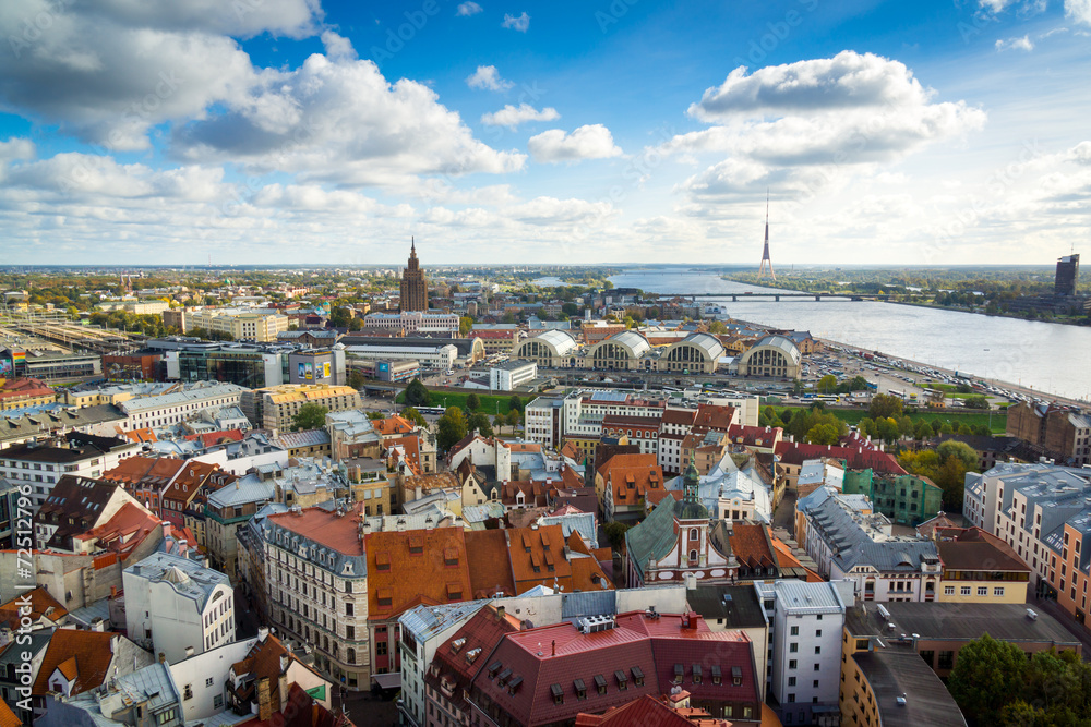 Top view of the old city of Riga
