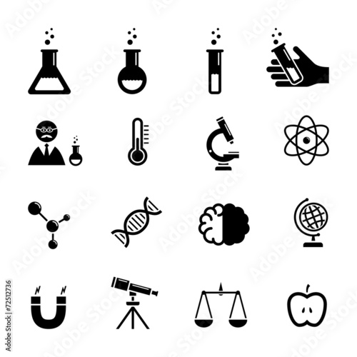 Vector chemistry black icon set