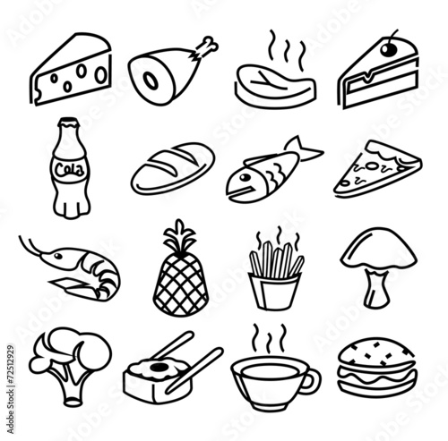 Vector food black icons set