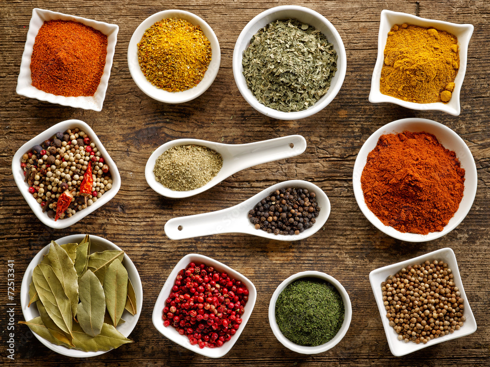 various kinds of spices