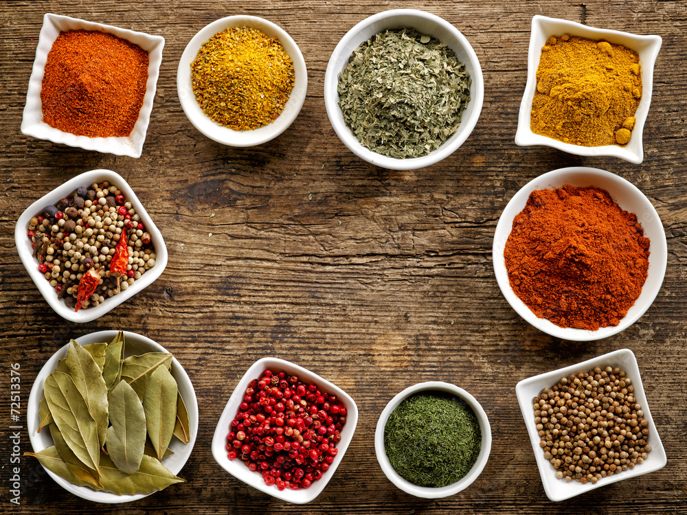 various kinds of spices