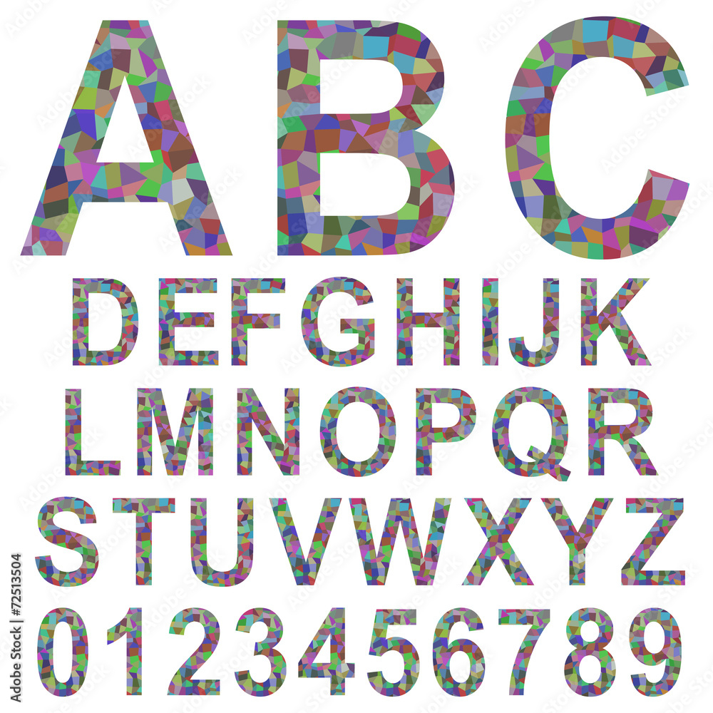 Multicolor mosaic font set