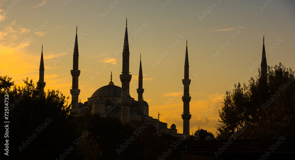 Blue Mosque in Istanbul, Backlight at Sunrise