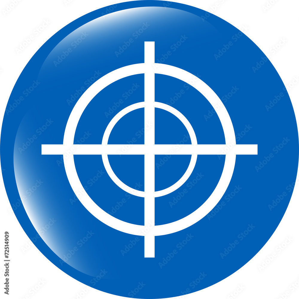 target icon blue glass, isolated on white background target icon blue glass, isolated on white background