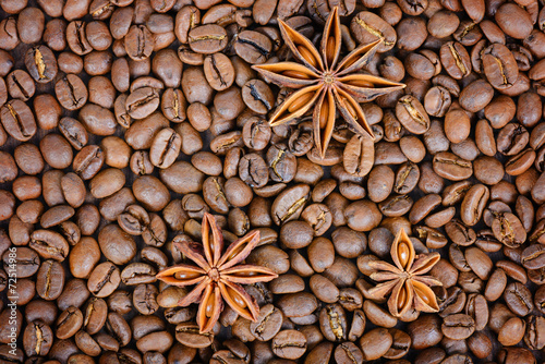 Roasted coffee beans with star-anise