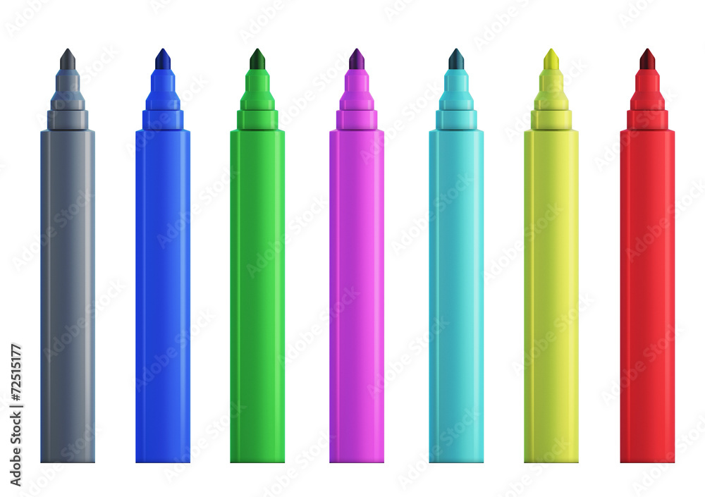 Set of colored felt-tip pens without cap. Set of colored felt-tip pens without cap.