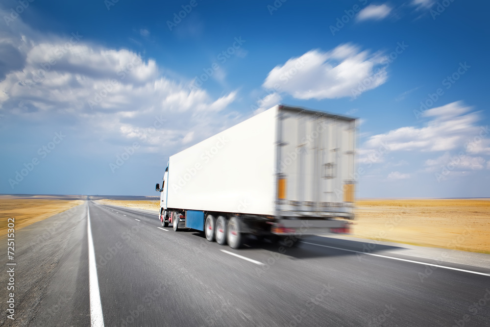 semitruck on the desert road