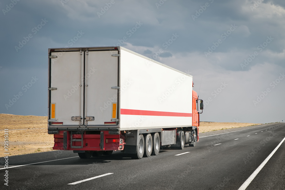 semitruck on the desert road semitruck on the desert road