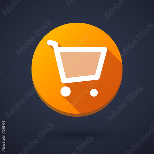 Long shadow icon with a shopping cart
