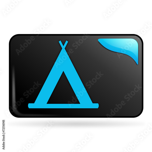 camping sur bouton web rectangle bleu