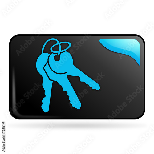 clefs sur bouton web rectangle bleu
