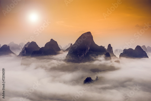 Sticker Karst Mountains in Guilin, China