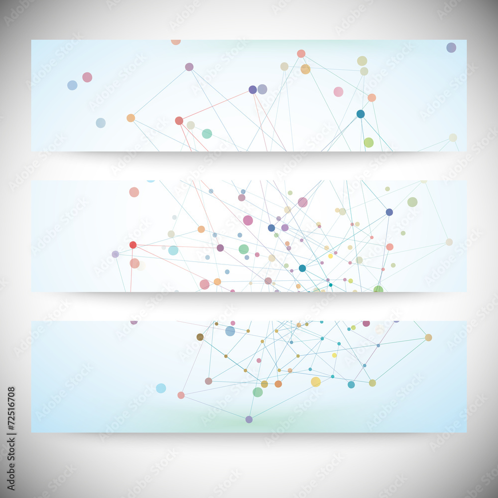 Fototapeta premium Set of digital backgrounds for communication, molecule structure