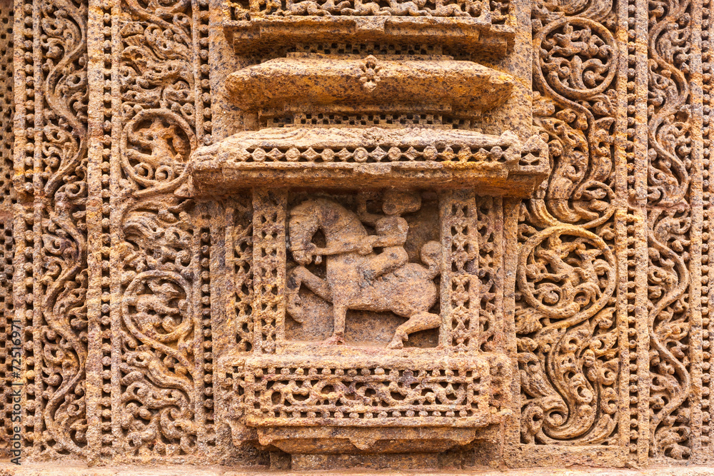 An Indian king carved on the wall of the Sun Temple at Konark