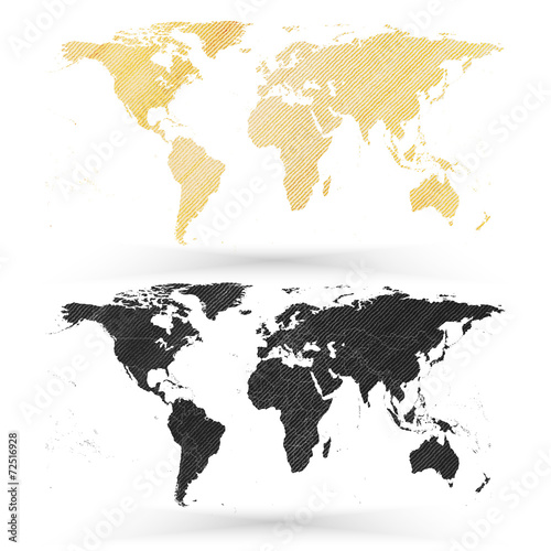 World map  wooden design texture  vector illustration