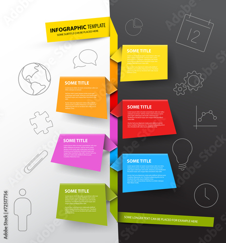 Infographic timeline report template made from colorful papers