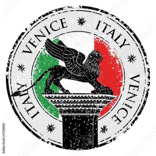 Grunge stamp of Venice, flag of Italy  vector illustration