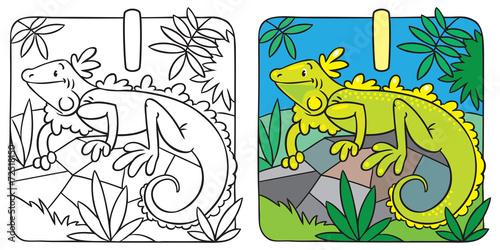 Little iguana coloring book. Alphabet I