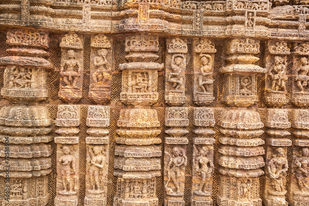 Carvings on the walls of the sun temple at Konark Carvings on the walls of the sun temple at Konark