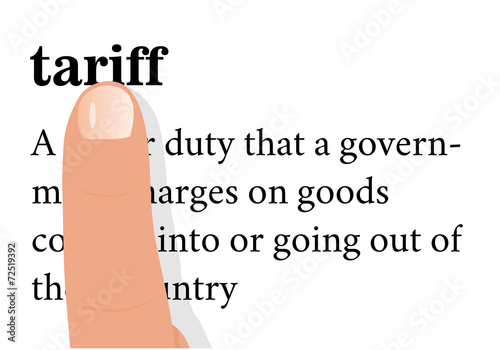 term of tariff with a forefinger on it.