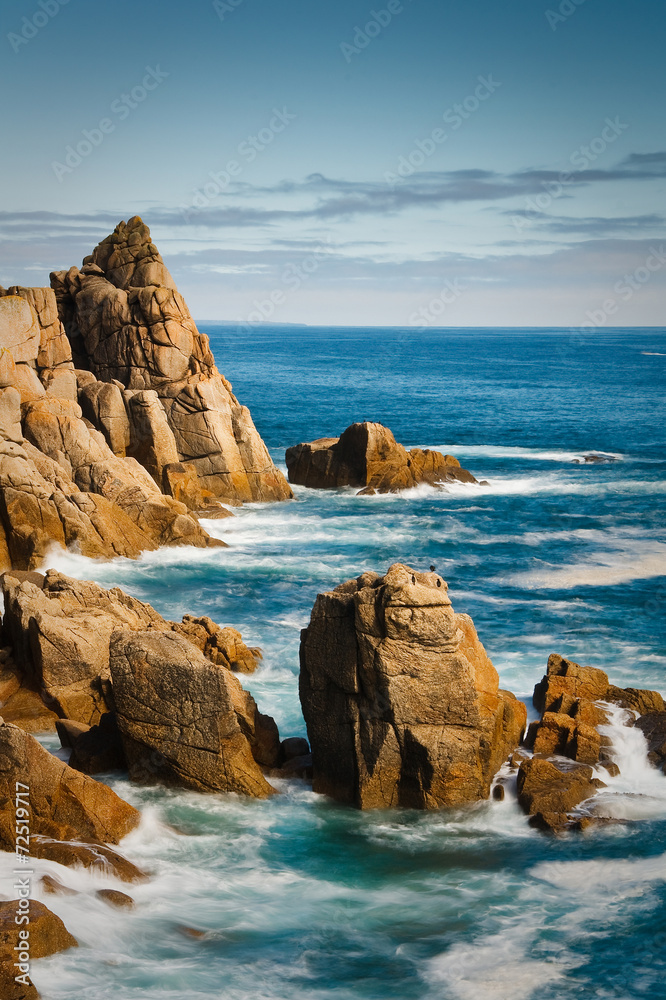 Granite rock formations in Cornwall, UK.