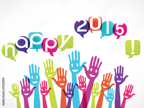mains groupe souriant : happy 2015