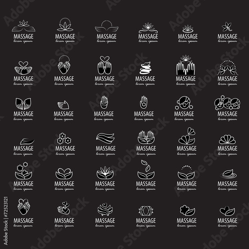 Massage Icons Set - Isolated On Black Background