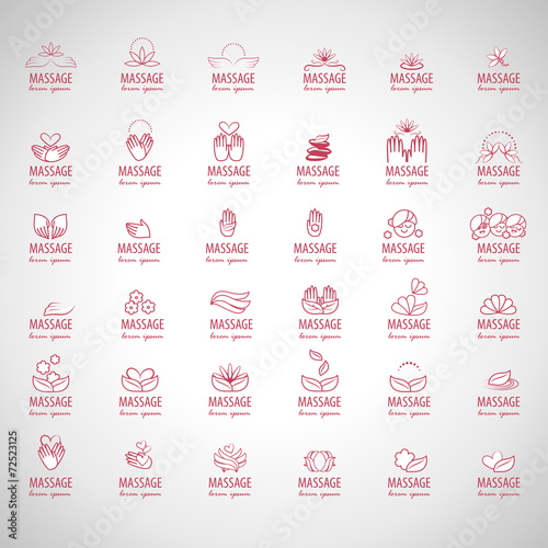 Massage Icons Set - Isolated On Gray Background