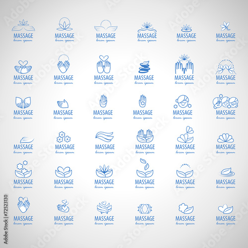 Massage Icons Set - Isolated On Gray Background