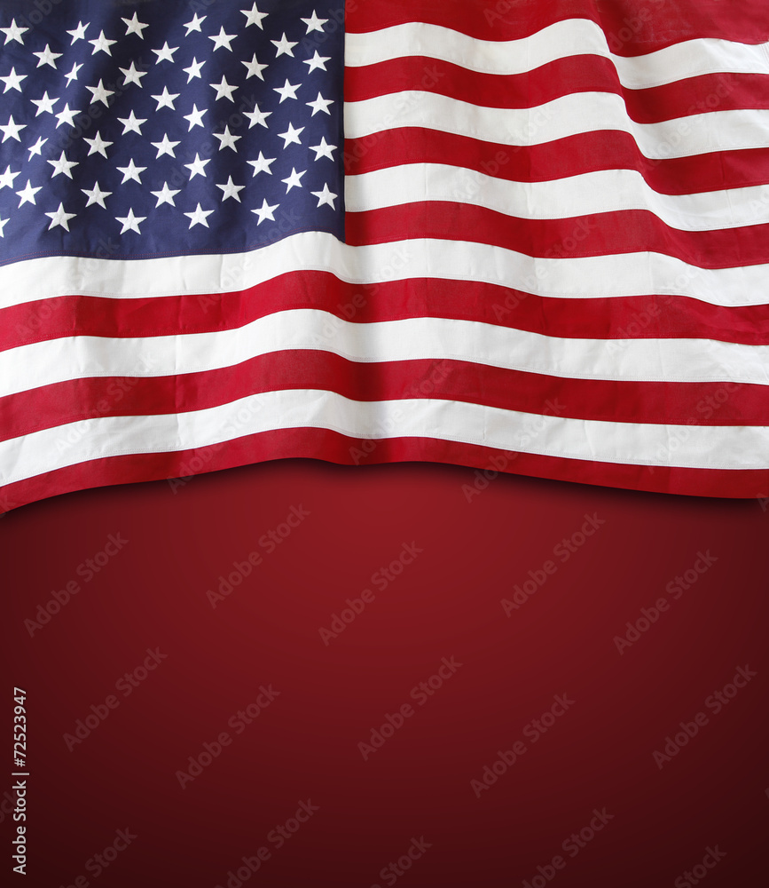 Fototapeta premium American flag on red background