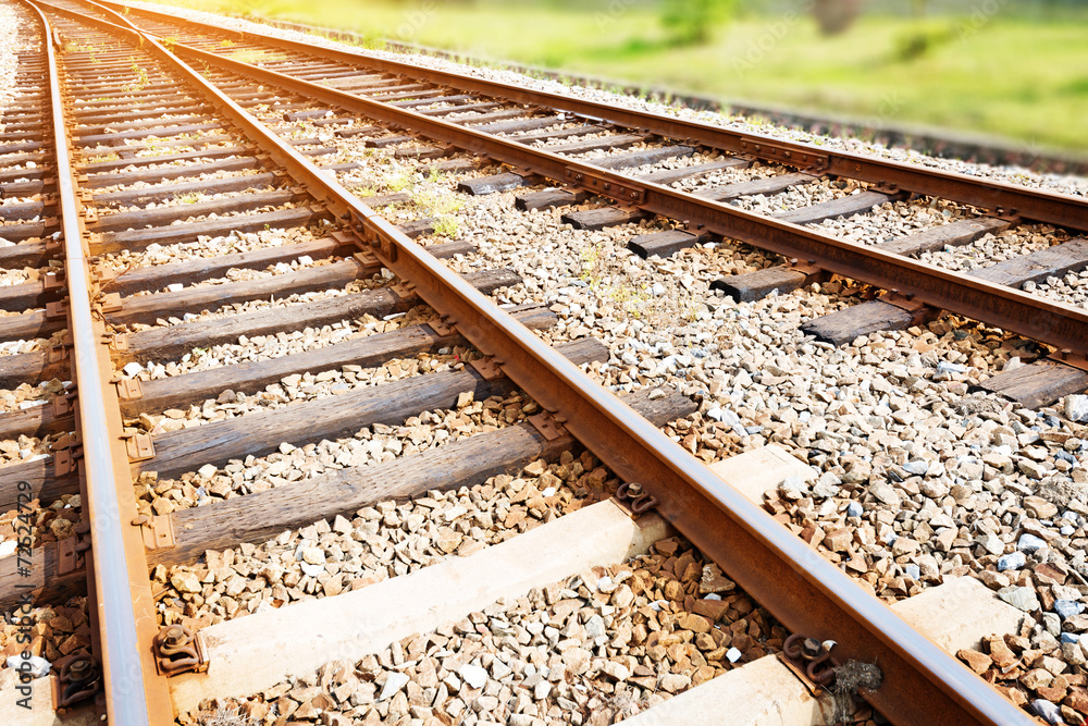 Cargo train platform at sunset with container Cargo train platform at sunset with container