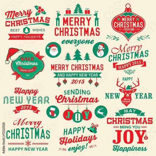 Collection of Christmas labels and decoration