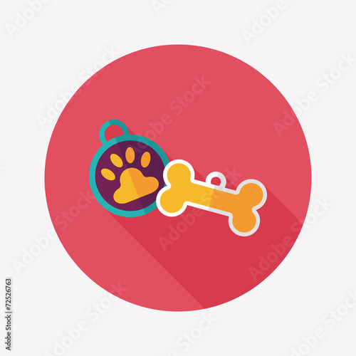 Pet tag flat icon with long shadow,eps10