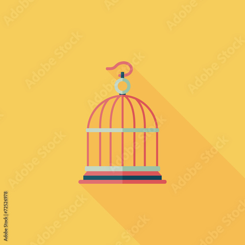Pet bird cage flat icon with long shadow, eps10